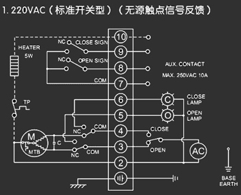 220VAC標準開關型<a href='http://www.guotianmpjd.cn/Product/diefa/diandongdiefa/' target='_blank'>電動<a href='http://www.guotianmpjd.cn/Product/diefa/' target='_blank'>蝶閥</a></a>接線圖
