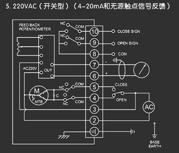 220VAC開關型<a href='http://www.guotianmpjd.cn/Product/diefa/diandongdiefa/' target='_blank'>電動<a href='http://www.guotianmpjd.cn/Product/diefa/' target='_blank'>蝶閥</a></a>接線圖