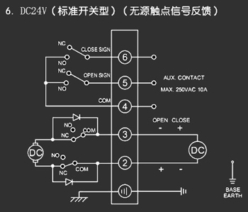 ＤＣ24Ｖ標準開關型<a href='http://www.guotianmpjd.cn/Product/diefa/diandongdiefa/' target='_blank'>電動<a href='http://www.guotianmpjd.cn/Product/diefa/' target='_blank'>蝶閥</a></a>接線圖